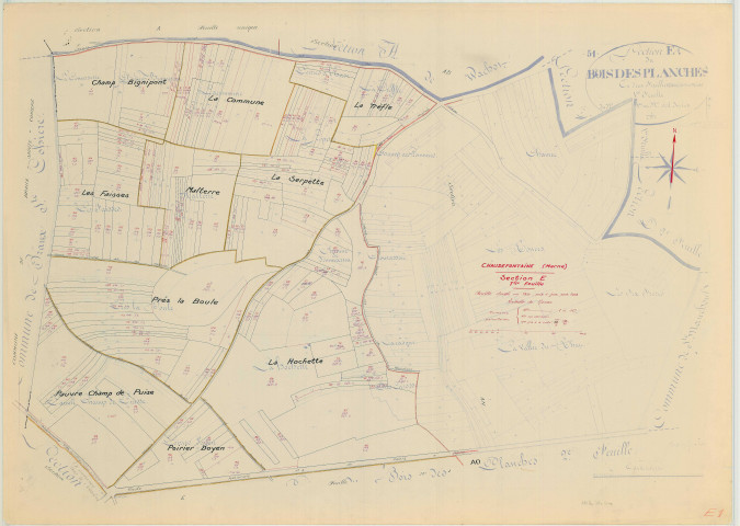 Chaudefontaine (51139). Section E1 échelle 1/2500, plan mis à jour pour 1968, plan non régulier (papier)