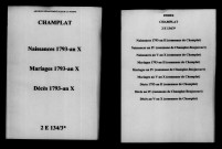Champlat-et-Boujacourt. Naissances, mariages, décès 1793-an X