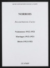 Norrois. Naissances, mariages, décès 1912-1921 (reconstitutions)