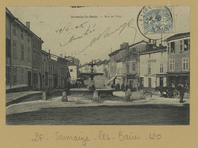 SERMAIZE-LES-BAINS. Rue de Vitry*.
Sermaize-les-BainsÉdition E. Routier.[vers 1906]