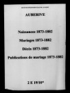 Aubérive. Naissances, mariages, décès, publications de mariage 1873-1882