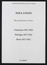 Soulanges. Naissances, mariages, décès 1917-1923 (reconstitutions)