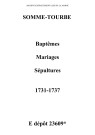Somme-Tourbe. Baptêmes, mariages, sépultures 1731-1737