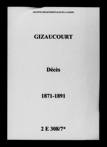 Gizaucourt. Décès 1871-1891