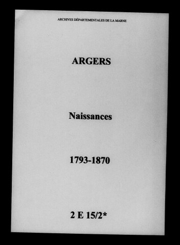 Argers. Naissances 1793-1870
