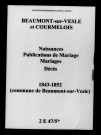 Beaumont-sur-Vesle. Naissances, publications de mariage, mariages, décès 1843-1852