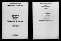 Nogent-l'Abbesse. Naissances, mariages, décès, publications de mariage 1853-1862