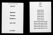 Mancy. Baptêmes, mariages, sépultures 1613-1792
