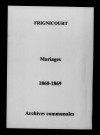 Frignicourt. Mariages 1860-1869