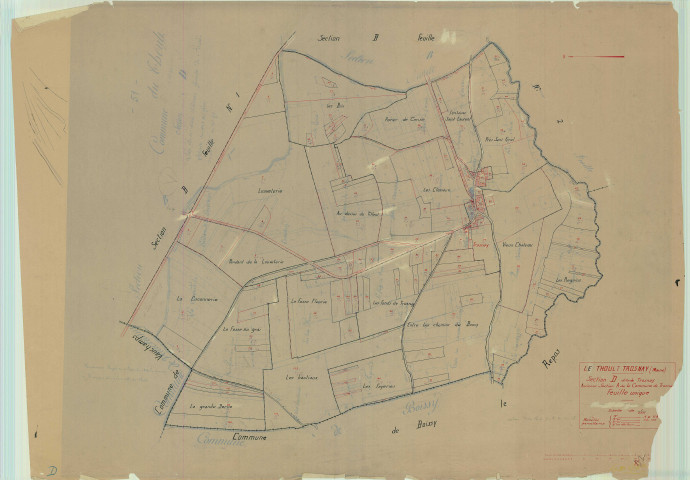 Thoult-Trosnay (Le) (51570). Section D1 échelle 1/2500, plan mis à jour pour 01/01/1933, non régulier (papier)