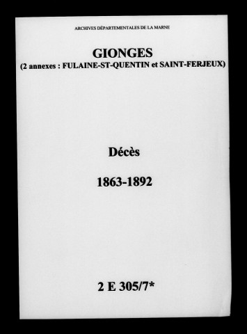 Gionges. Décès 1863-1892