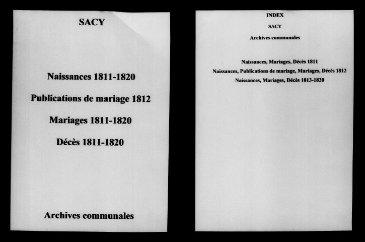 Sacy. Naissances, publications de mariage, mariages, décès 1811-1820