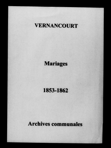 Vernancourt. Mariages 1853-1862