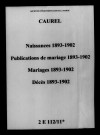 Caurel. Naissances, publications de mariage, mariages, décès 1893-1902