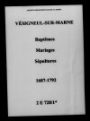 Vésigneul-sur-Marne. Baptêmes, mariages, sépultures 1687-1792