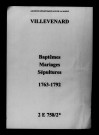 Villevenard. Baptêmes, mariages, sépultures 1763-1792