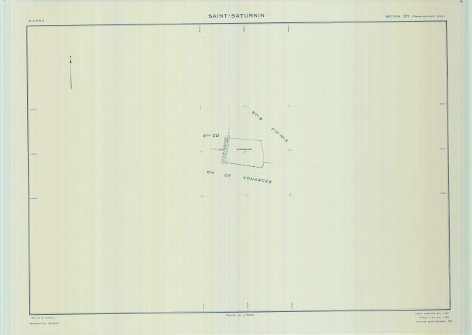 Saint-Saturnin (51516). Section ZH échelle 1/2000, plan remembré pour 01/01/1960, régulier avant 20/03/1980 (calque)