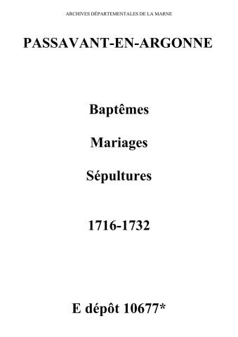 Passavant. Baptêmes, mariages, sépultures 1716-1732