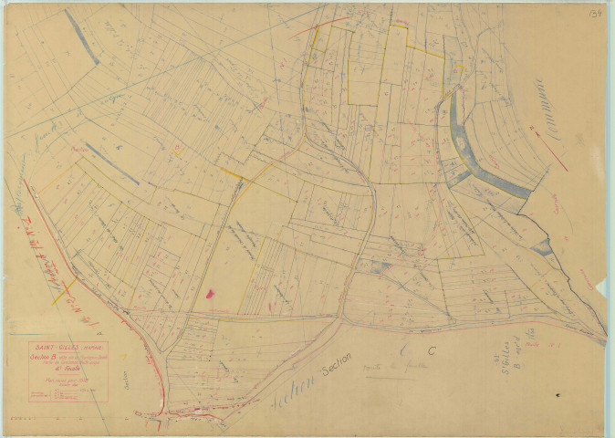 Saint-Gilles (51484). Section B4 échelle 1/1250, plan mis à jour pour 1936, plan non régulier (papier).