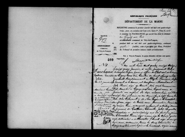 Gigny-aux-Bois. Naissances, mariages, décès et tables décennales des naissances, mariages, décès 1893-1902