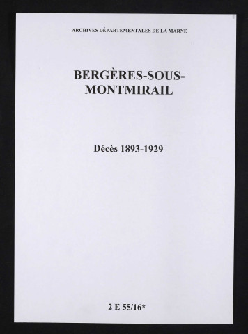 Bergères-sous-Montmirail. Décès 1893-1929