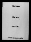 Orconte. Mariages 1853-1862