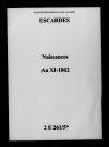 Escardes. Naissances an XI-1862