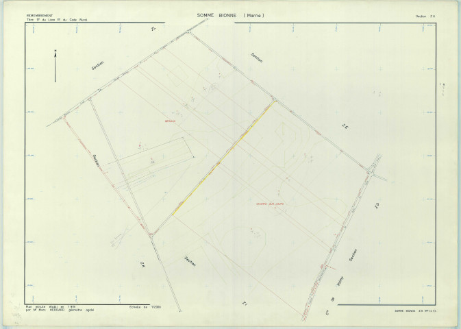 Somme-Bionne (51543). Section ZH échelle 1/2000, plan remembré pour 1978, plan régulier (papier armé)