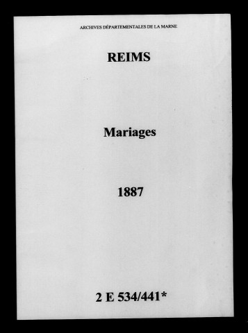 Reims. Mariages 1887