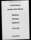 Courtisols. Saint-Martin. Baptêmes, mariages, sépultures 1751-1762