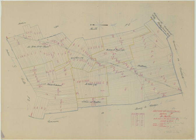 Saint-Remy-sur-Bussy (51515). Section F1 échelle 1/2500, plan mis à jour pour 1957, plan non régulier (papier)