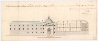 Elévation de la face développée sur la ruë dite de Grêve de l'hôpital St Maurs à reconstruire sur le terrein de l'hôtel-Dieu de Chaalons, 1786.
