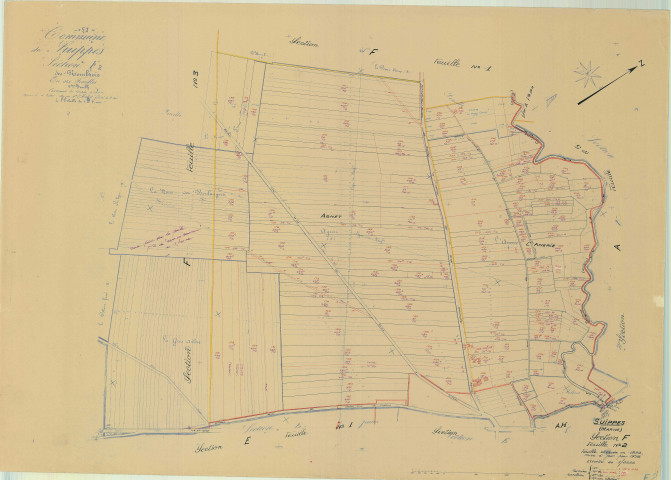 Suippes (51559). Section F2 échelle 1/2000, plan mis à jour pour 1958, plan non régulier (papier)