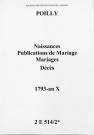 Poilly. Naissances, publications de mariage, mariages, décès 1793-an X
