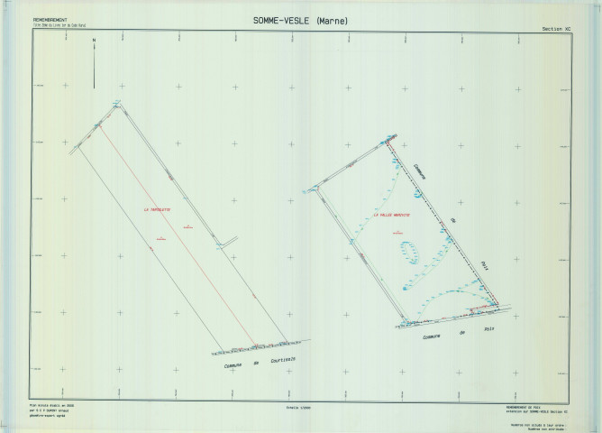 Somme-Vesle (51548). Section XC échelle 1/2000, plan remembré pour 2006, plan régulier (calque)