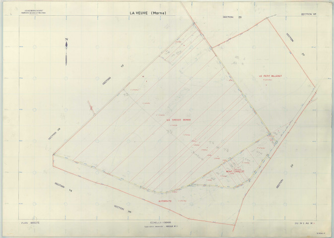 Veuve (La) (51617). Section YP échelle 1/2000, plan remembré pour 1983, plan régulier (papier armé)