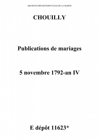 Chouilly. Publications de mariage 1792-an IV