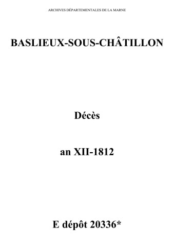 Baslieux-sous-Châtillon. Décès an XII-1812