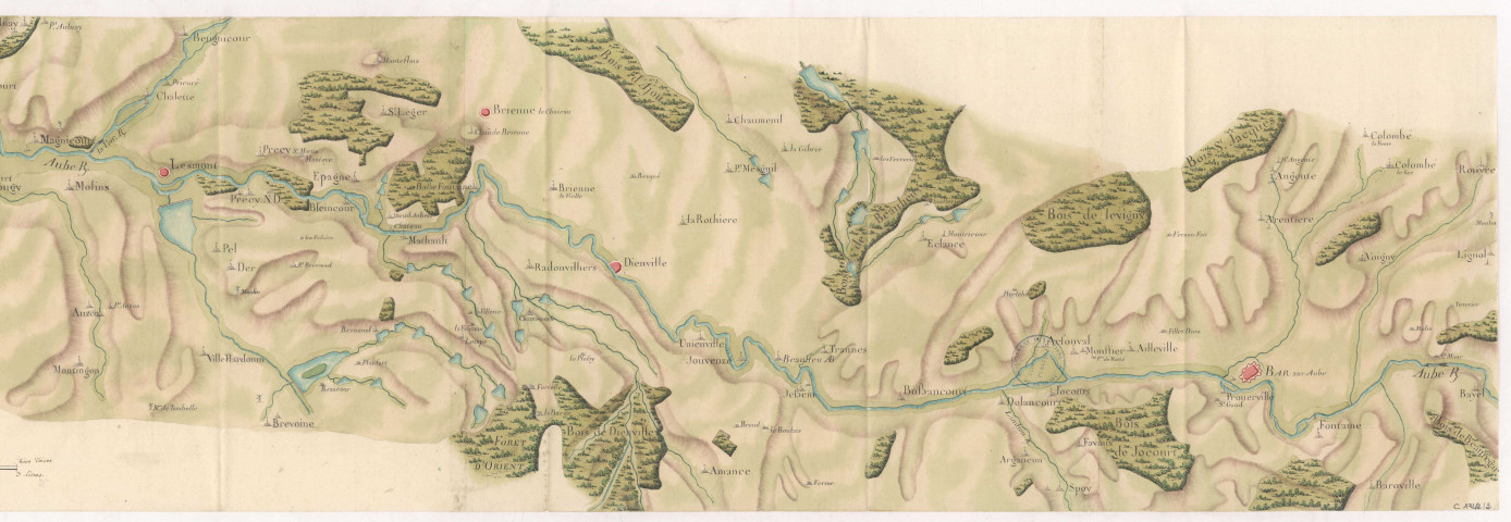 Figure 2ème plan général du cours de la Rivière d'Aube, XVIIIe s.