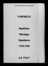 Voipreux. Baptêmes, mariages, sépultures 1729-1792
