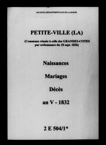 Petite-Ville (La). Naissances, mariages, décès 1804-1832