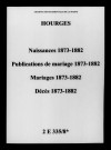Hourges. Naissances, publications de mariage, mariages, décès 1873-1882