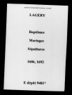 Lagery. Baptêmes, mariages, sépultures 1686-1692