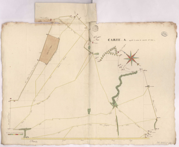 Arpentage et bornement des terres de la Grande Dixme et de la Dixme d'Ausson au terroir de Reims : carte A, appelé le canton de Courcelles Saint-Brice (1784), Crion