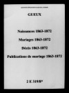 Gueux. Naissances, mariages, décès, publications de mariage 1863-1872
