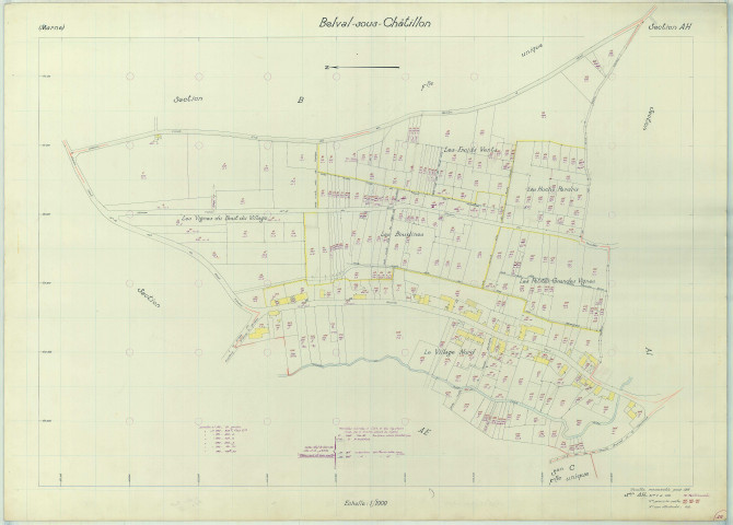 Belval-sous-Châtillon (51048). Section AH échelle 1/1000, plan renouvelé pour 1971, plan régulier (papier armé).