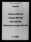 Muizon. Naissances, mariages, décès, publications de mariage 1853-1862