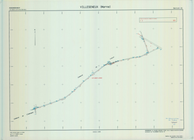 Villeseneux (51638). Section ZA échelle 1/2000, plan remembré pour 2004, plan régulier (calque)