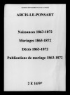 Arcis-le-Ponsart. Naissances, mariages, décès, publications de mariage 1863-1872