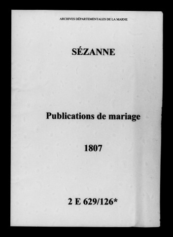 Sézanne. Publications de mariage 1807